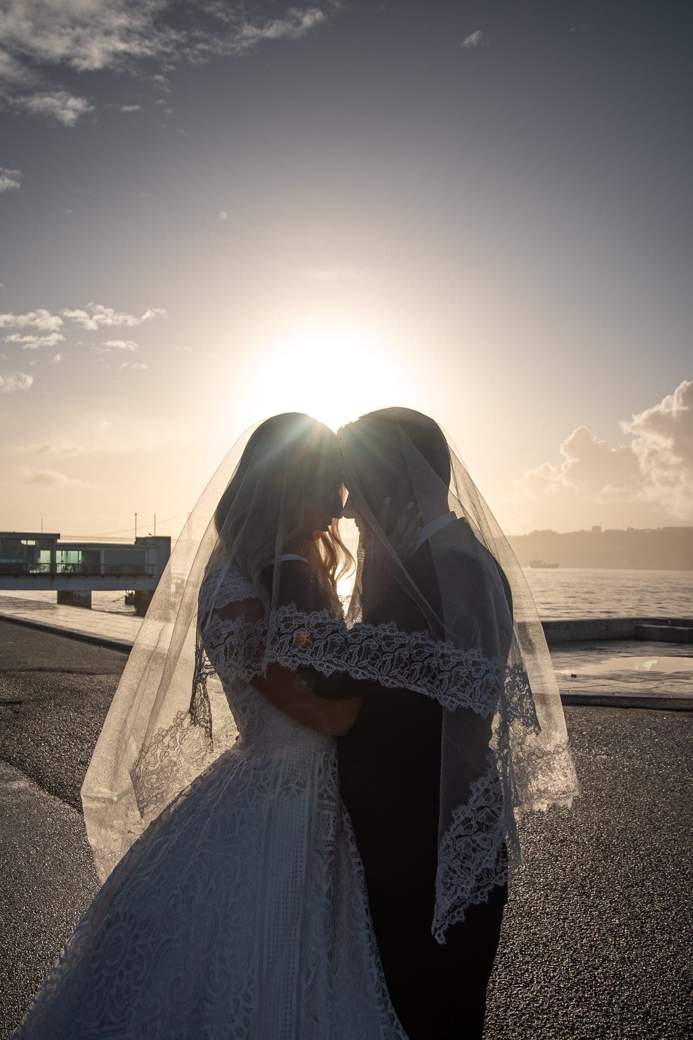 Veil caught in the wind off the river