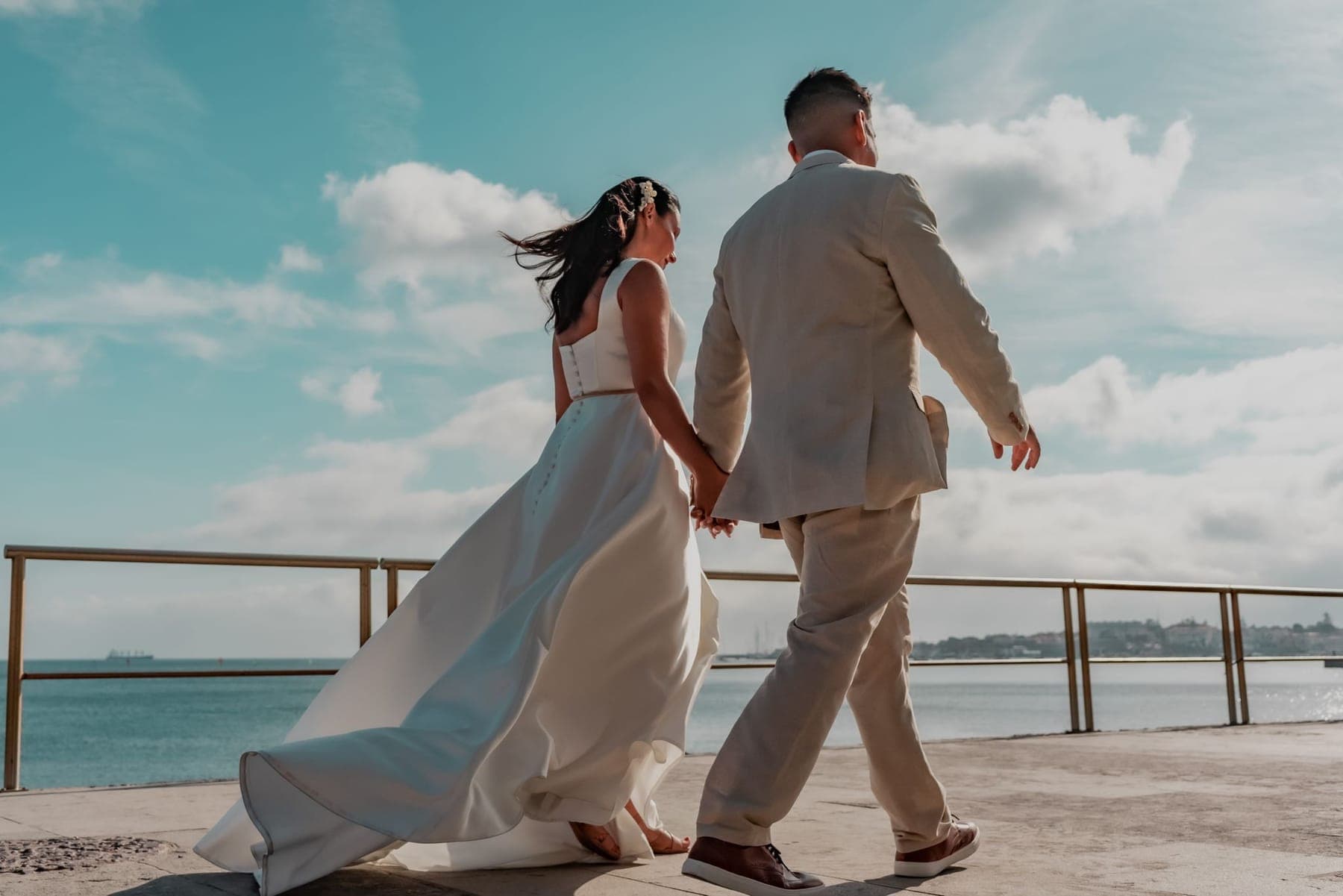 The bridal party on the coast road